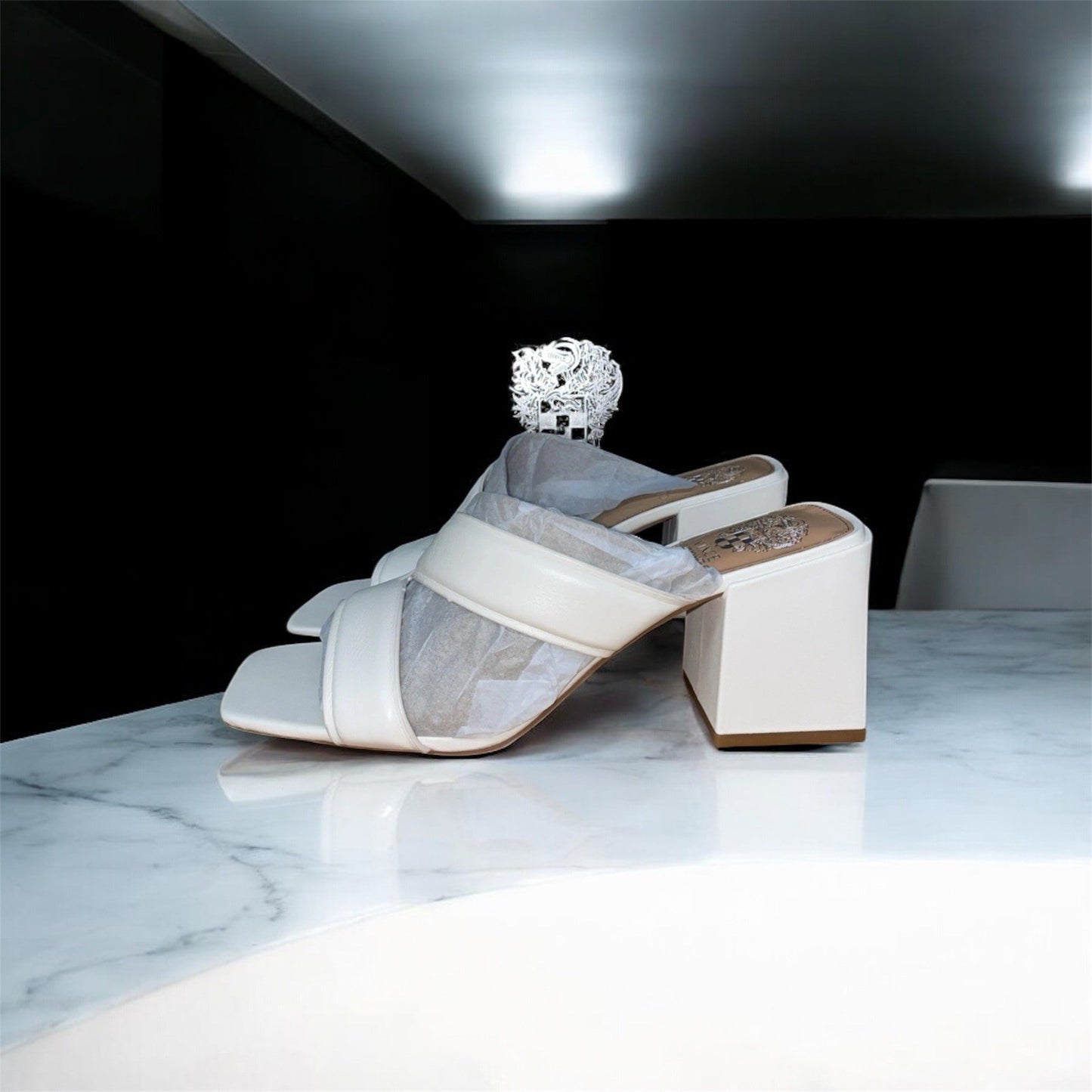 Vince Camuto Leather Strappy Mules Jinani Coconut Cream  Baby Sheep Size 12M