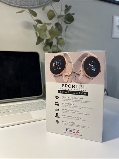iTouch Sport 3 Smartwatch Fitness Tracker: Rose Gold Case Blush Strap (Openbox)
