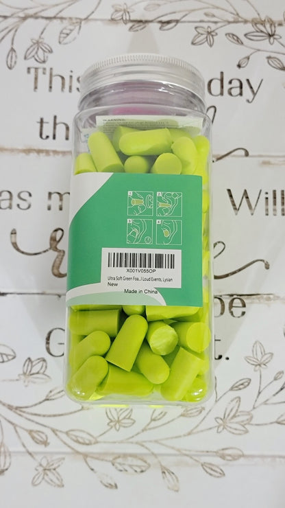 Lot of TWO Lysian Ultra Soft Green Foam Earplugs 60 x 2 = 120 Pairs 38dB SNR
