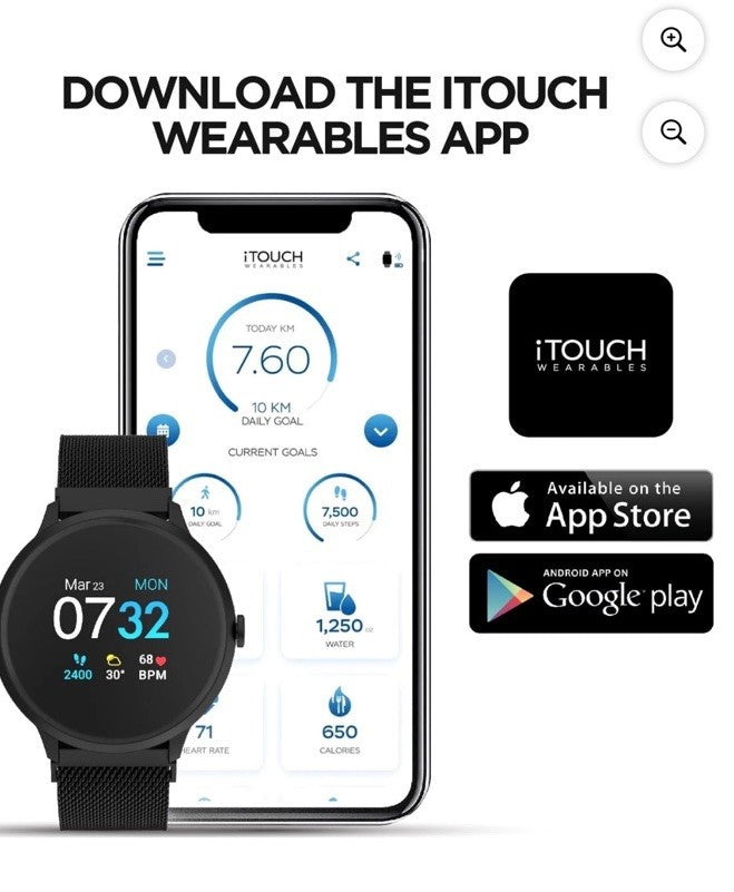 Itouch Sport 3 Smart Watch & Fitness Tracker, Women & Men, (43mm), Rosegold Mesh