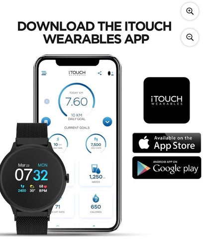 Itouch Sport 3 Smart Watch & Fitness Tracker, Women & Men, (43mm), Rosegold Mesh