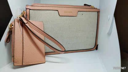 Anne Klein 2-pc Wristlet /Card Case with Pouch in Carnation Pink NWT