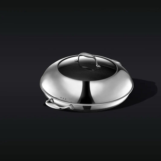 HexClad Hybrid Nonstick 14-Inch Frying Pan with Tempered Glass Lid - $219 MSRP