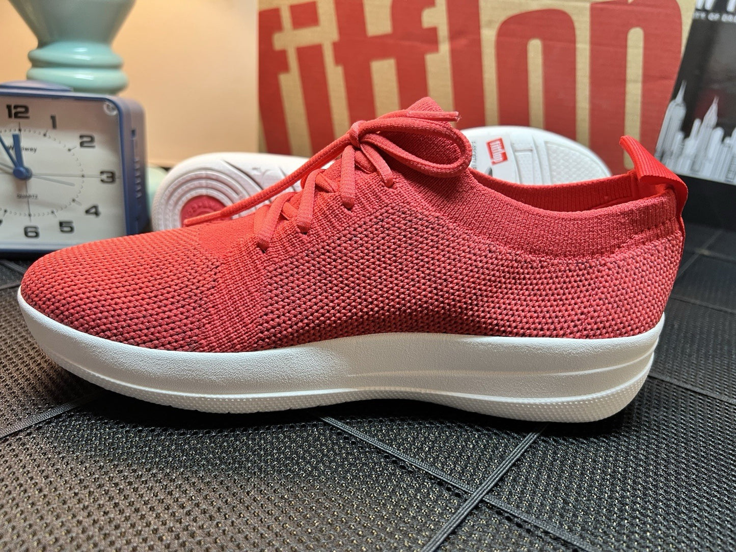 FitFlop Womens F-SPORTY UBERKNIT Athletic Sneakers Breathable Slip on NIN Red