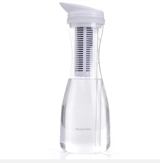 HolaFolks 1.4L Glass Water Filer Pitcher 3 stage filtration Portable Eco Friend