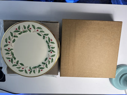 Lenox Plate Holiday Christmas Holly Porcelain 10.5" Dinnerplate 4pc  MSRP $78/pc