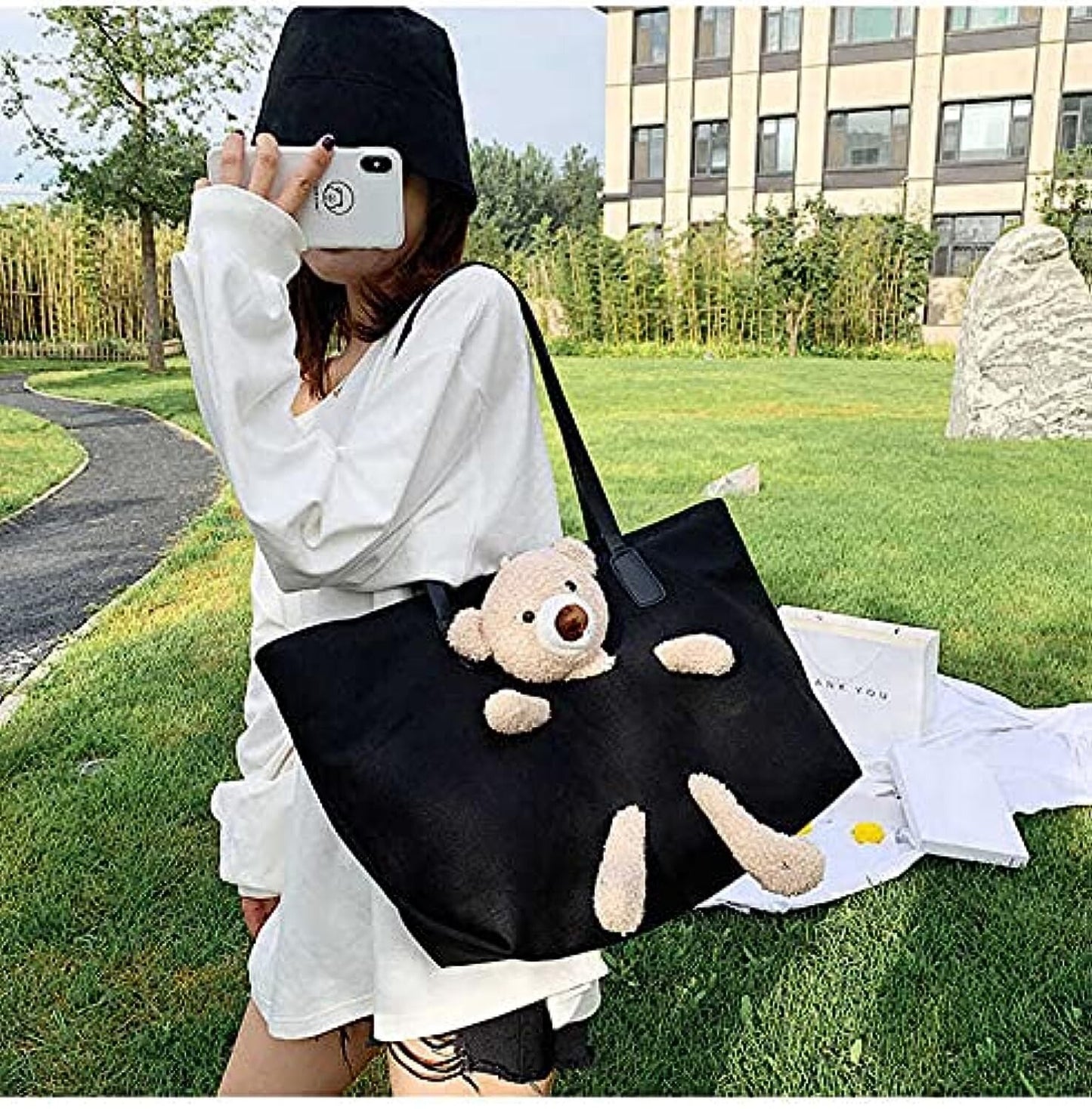 Teddy Bear Tote Bag- Mommy Bag/ shoulder Bag /cute Weekender Bag For Teens