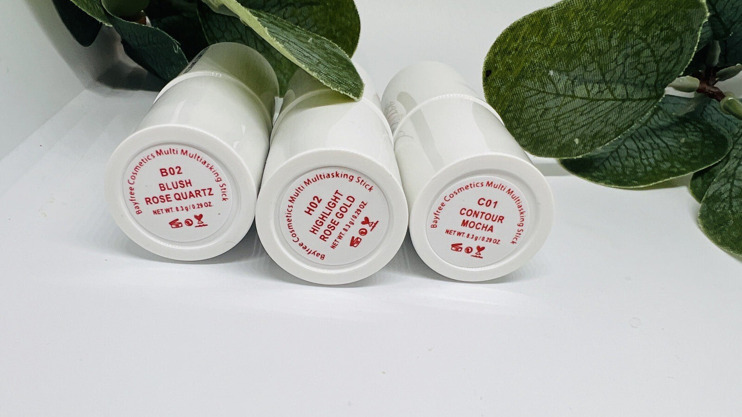 BayFree Multi Cosmetic Stick Trio (Highlighter, Contour, and Blush) NIB