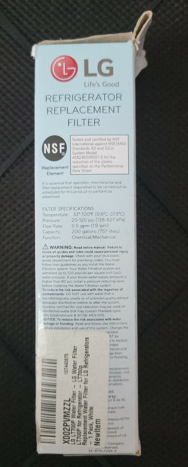 NEW LG LT700P Refrigerator Replacement Water Filter ADQ36006101 