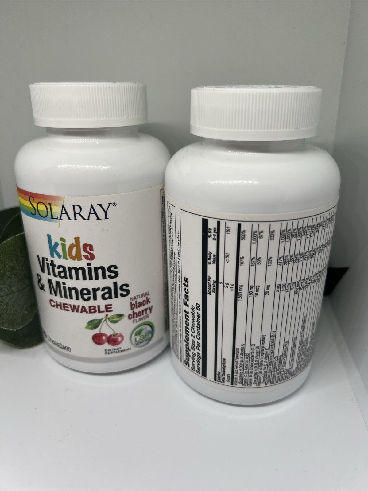 SOLARAY Kids Vitamins & Minerals, Black Cherry 120 Chewables  2pk /04 & 06/2027 