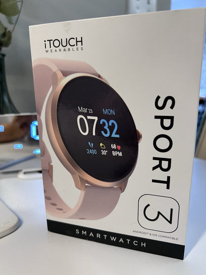 iTouch Sport 3 Smartwatch Fitness Tracker: Rose Gold Case Blush Strap (Openbox)