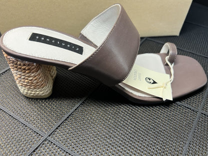 Sanctuary Womens Bold Brown Mocha Leather Slip On Heels Shoes NEW 9.5 M