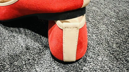 Women Red Shoes Size  9 Ballet/ Christmas/Slip On Red suede pumps New
