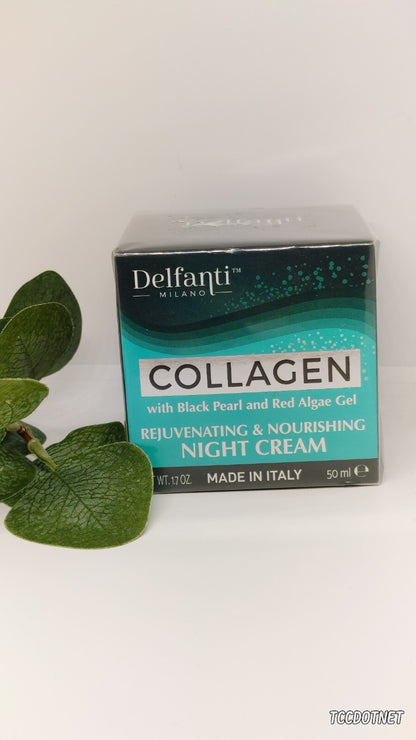 Delfanti Milano Collagen Night Cream with Black Pearl & Red Algae Gel 1.7 oz