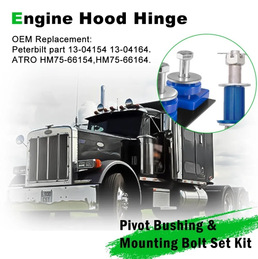 Fits For Peterbilt 378 379 (1)Hood Hinge Bolt & Bushing Kit 13-04154 13-04164
