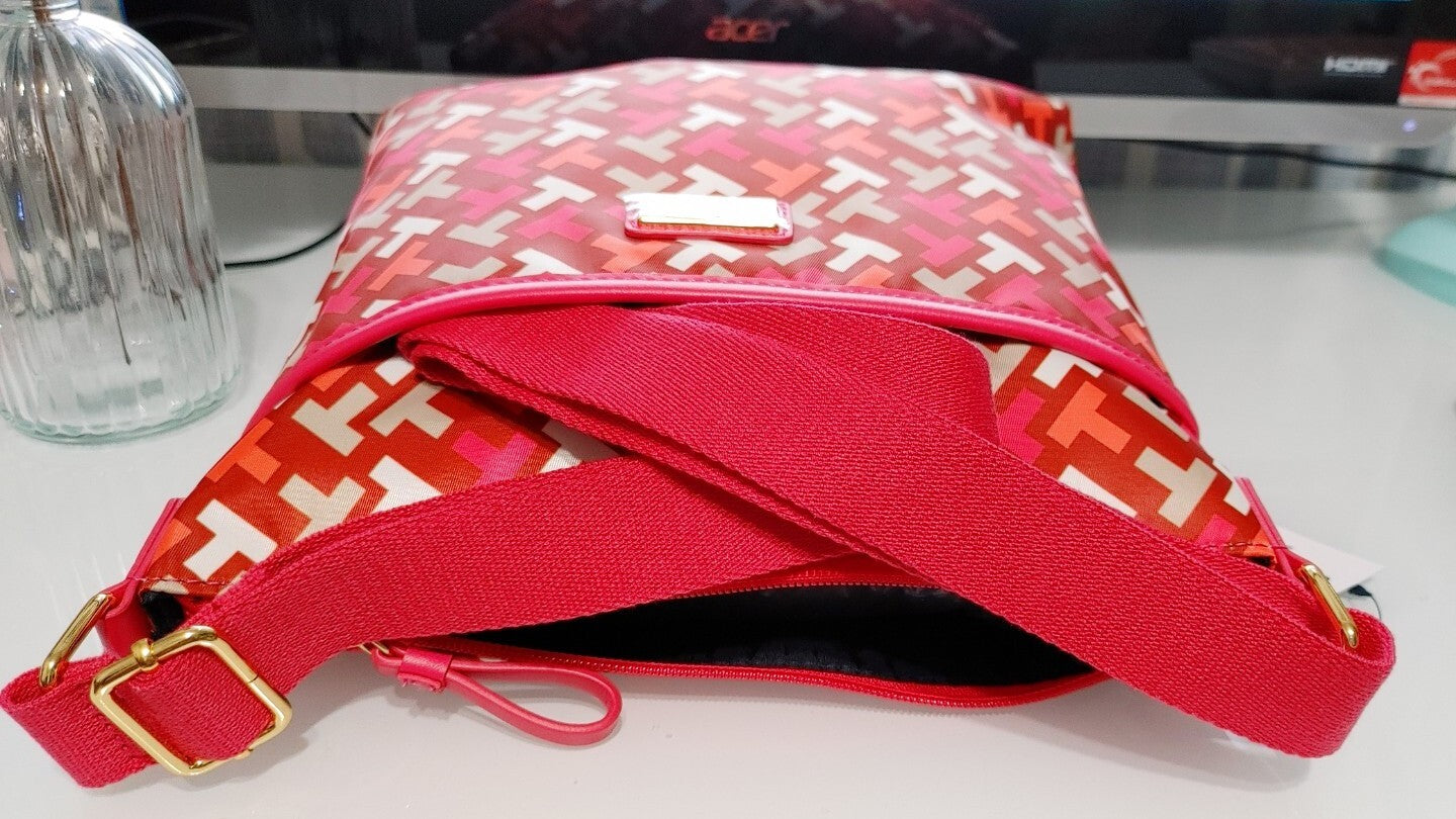 Tommy Hilfiger Logo Neon Pink Crossbody Medium Handbag NWT $78 (Sale $39.99)