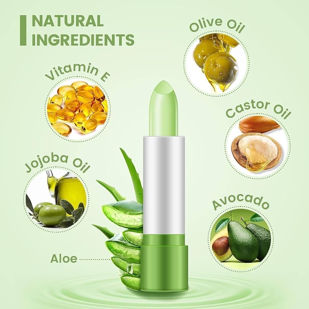 Aloe Vera Lipstick ,Lip Moisturizer Long Lasting Color Changing Petansy 3 Packs