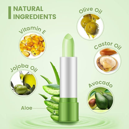 Aloe Vera Lipstick ,Lip Moisturizer Long Lasting Color Changing Petansy 3 Packs