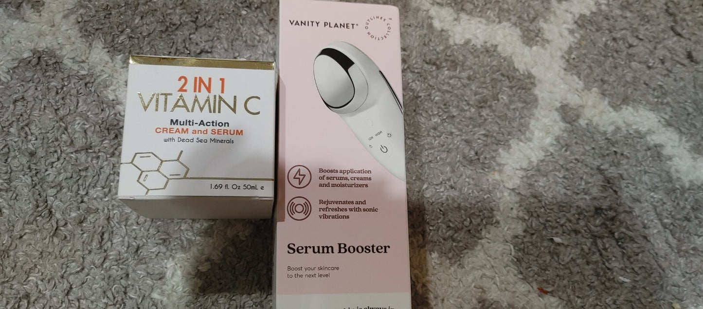 Vitamin C Cream 2 in 1 cream & serum with Vanity planet Serum booster device Set