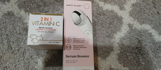 Vitamin C Cream 2 in 1 cream & serum with Vanity planet Serum booster device Set