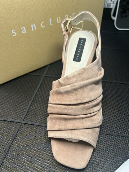 Sanctuary Regal Slouchy Asymmetric  Desert Taupe Sz 8.5 Wood Block Heel MSRP$139