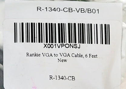 New Rankie VGA to VGA Monitor Cable 6 Feet R-1340-CB New VGA to VGA Cable