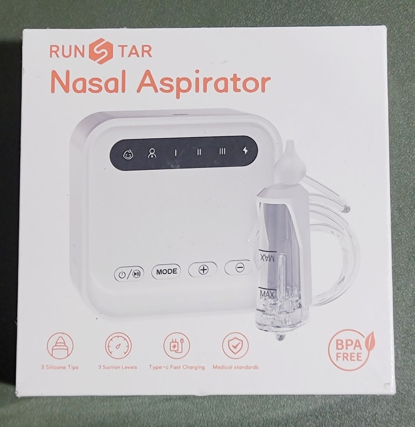 Nasal Aspirator NIB (3 Silicone Tips) + (3 Suction Levels) BPA Free