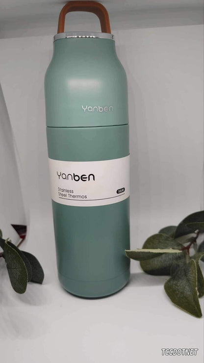 YanBen Stainless Steel Travel Thermos (12oz) Eco Friendly Thermos GREEN New