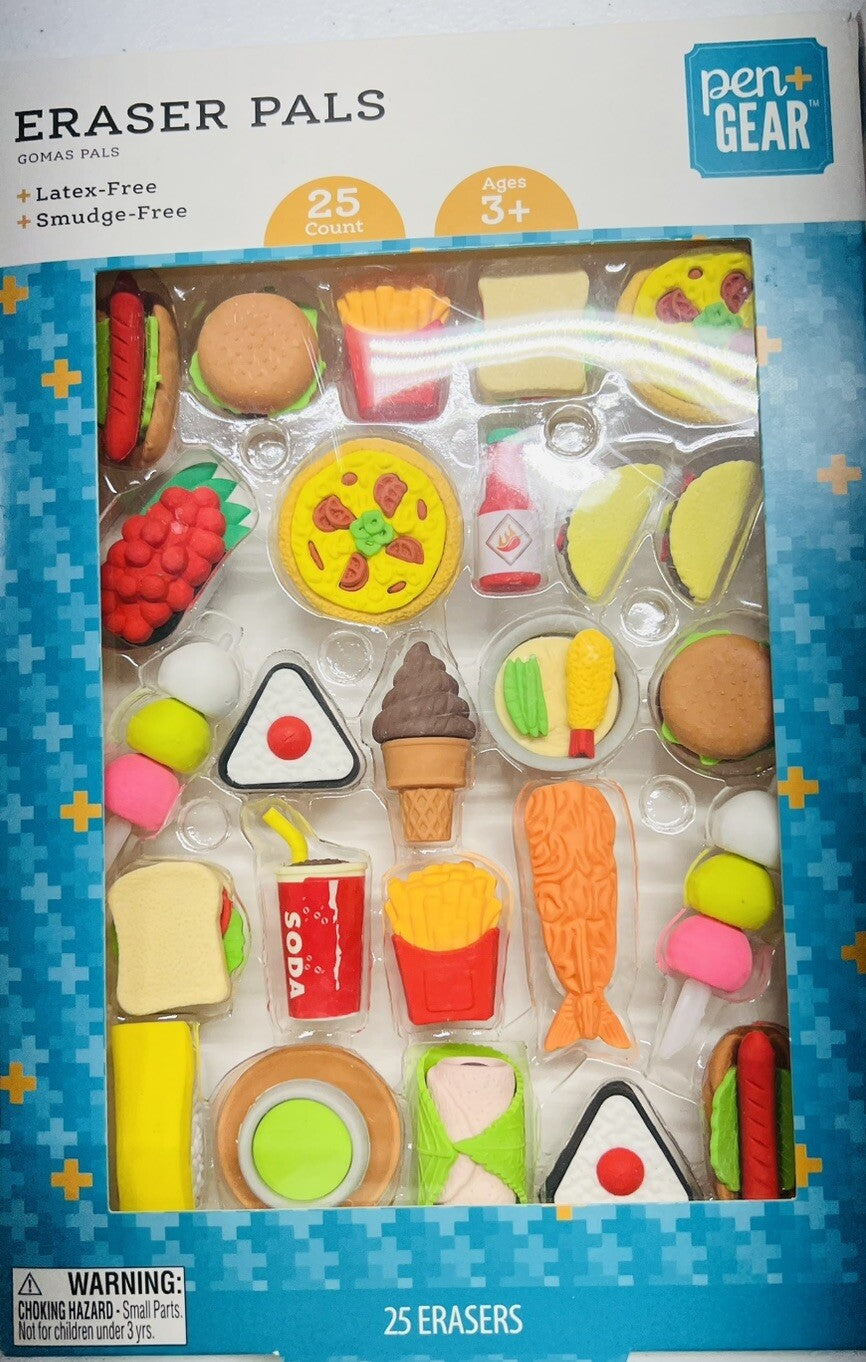 NEW 3 Boxes 25-pc Pen+Gear Eraser Pals Safari, Latex and Smudge Free