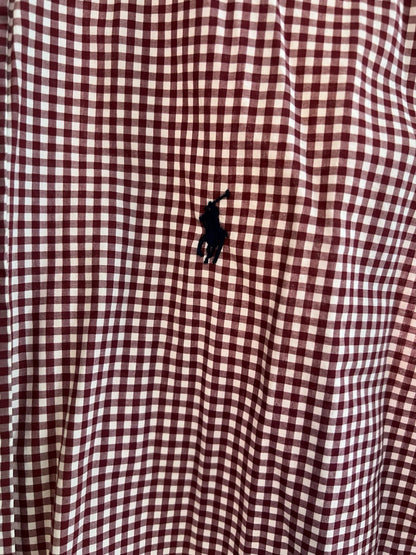 Polo Ralph Lauren Cotton/Stretch Navy Burgundy GINGHAM Shirt CLASSIC FIT L Pony
