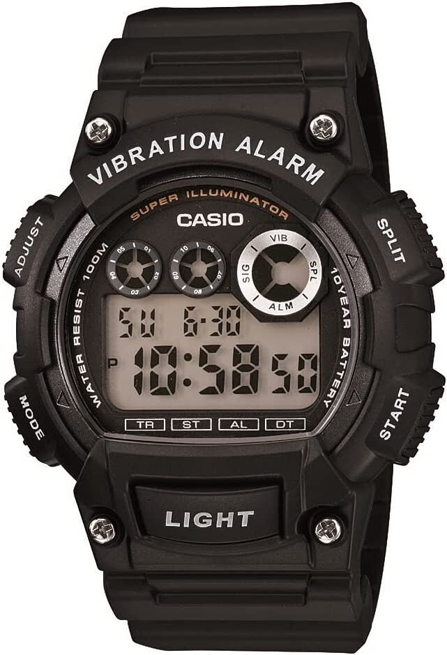 Casio W735H-1AV, Black, 100m Water Resistance /Resin Men Watch w/free Clear case