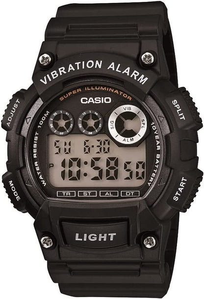 Casio W735H-1AV, Black, 100m Water Resistance /Resin Men Watch w/free Clear case