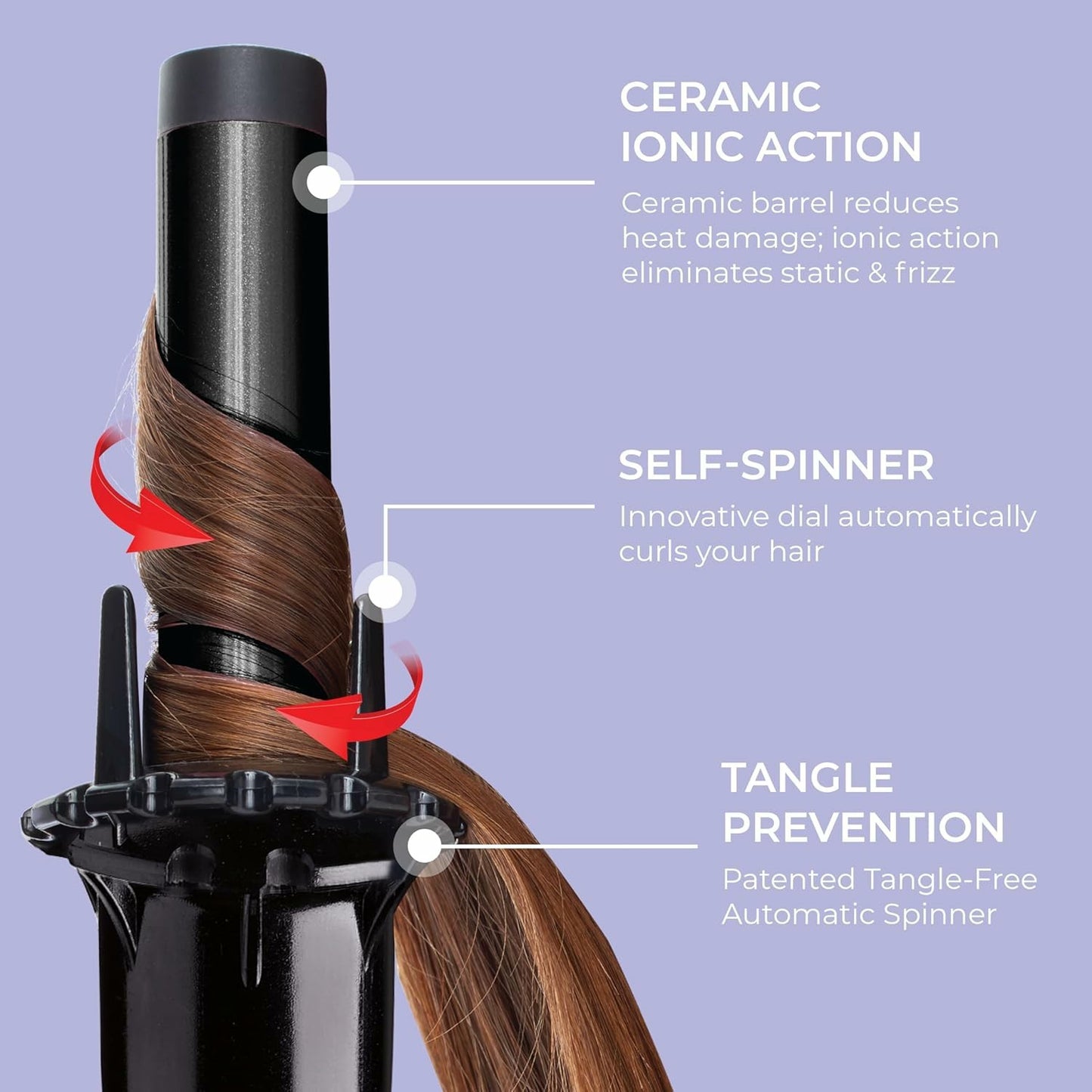 KISS Instawave Deluxe Automatic Rotating Curling Iron  1” Ceramic Ionic Wand