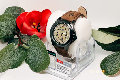 Timex Men's T47012 Expedition Metal Field Brown Leather Strap Watch New w/ Case