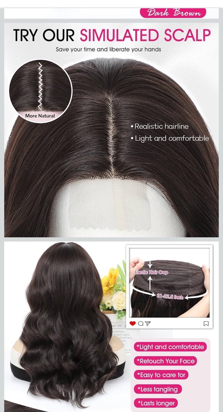Black Wigs for Women 18 Inch Middle Part Medium Length Short Curly Wavy Wigs,...