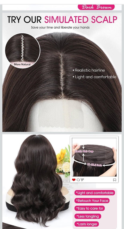 Black Wigs for Women 18 Inch Middle Part Medium Length Short Curly Wavy Wigs,...