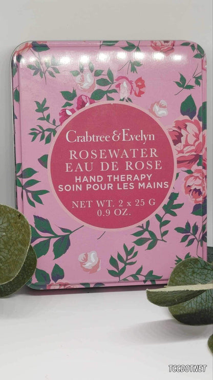 Crabtree & Evelyn ROSEWATER Hand Therapy SET 2 x 0.9 oz IN TIN SEALED