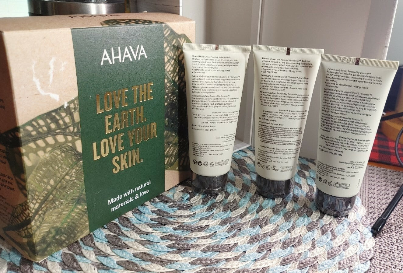 AHAVA Dead Sea Mineral Hand Cream Body Lotion Shower Gel Set Revitalize Skin 
