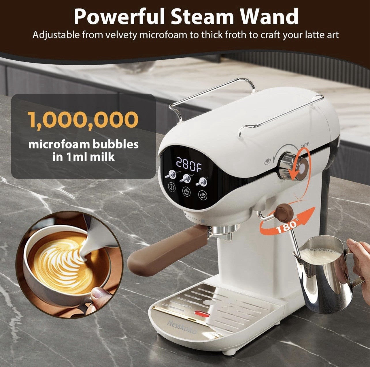 Nesskoko Espresso Machine, 20 BAR Pump Temperature Control Open box. See photos