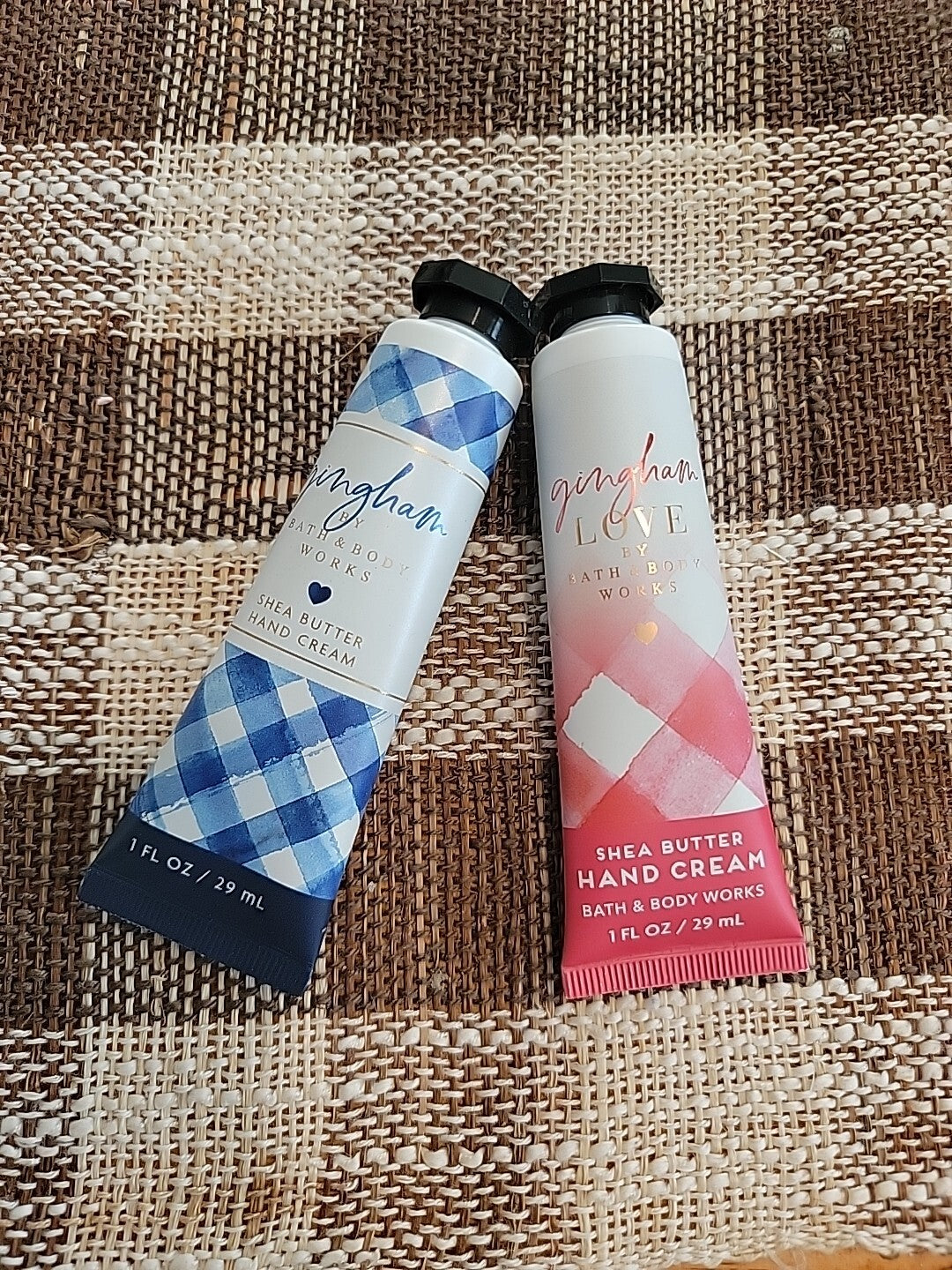 2 Bath & Body Works Gingham Love & Original Shea Butter Hand Cream 1 fl oz each