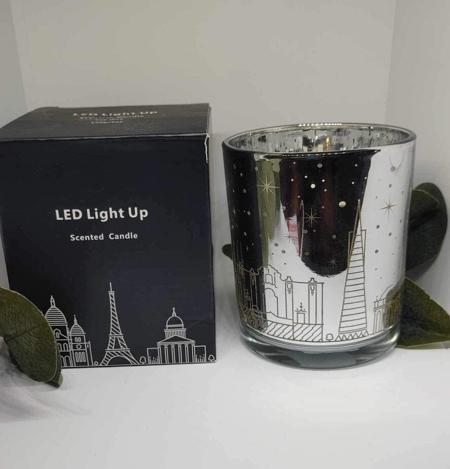 Light Sensitive LED Light Scented Candle, 4.9oz Home Scented Candle, Plated Cup 