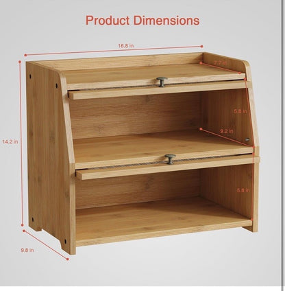 Large Bread Box for Kitchen Countertop, Black Bread Storage Container New in Box