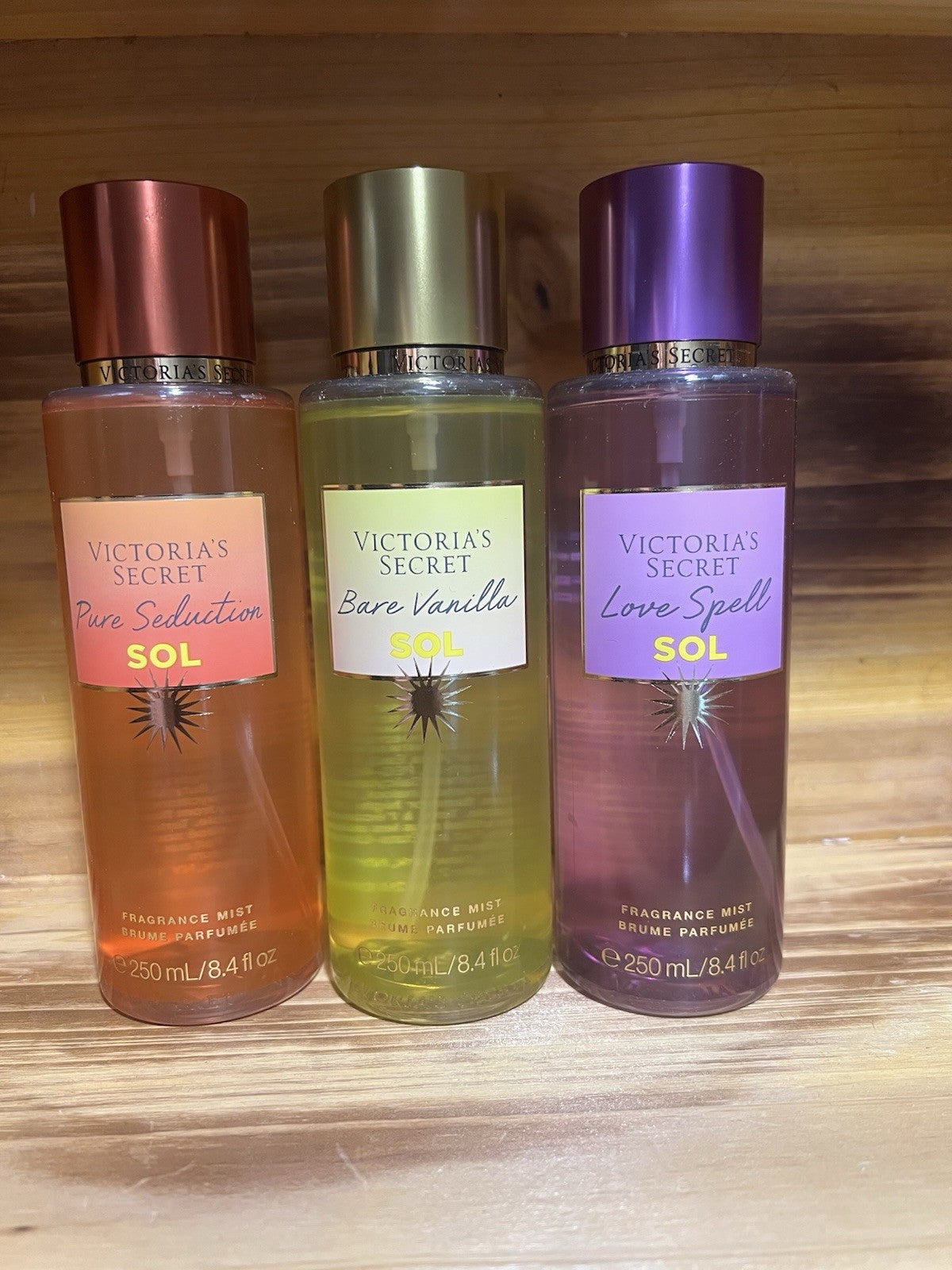 NEW VICTORIA’S SECRET BARE VANILLA,LOVE SPELL & PURE SEDUCTION SOL  NEW In Box