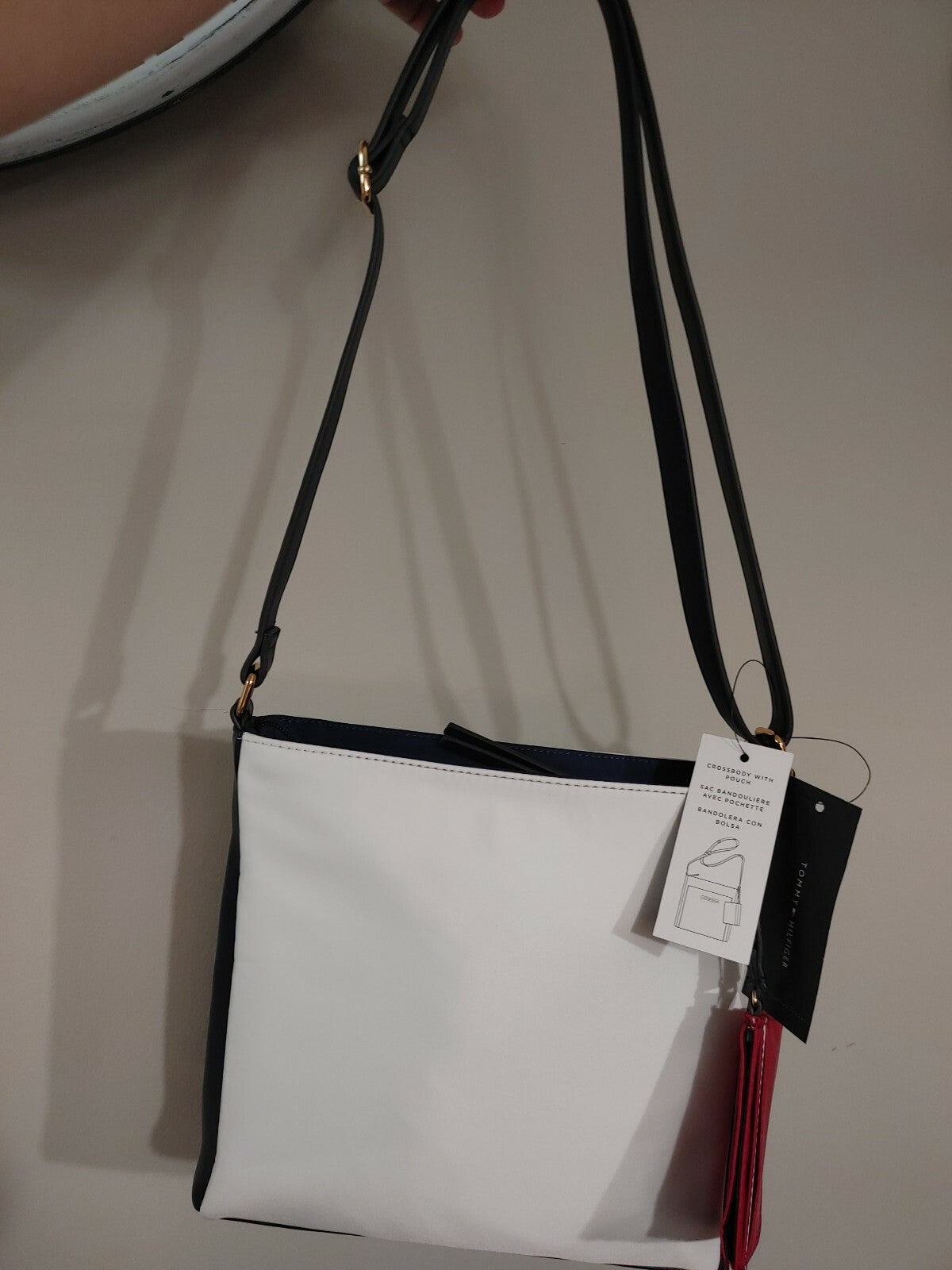 Tommy Hilfiger Shopper Nylon Bag Navy Blue/White/ Red w/ Pouch/Card Case