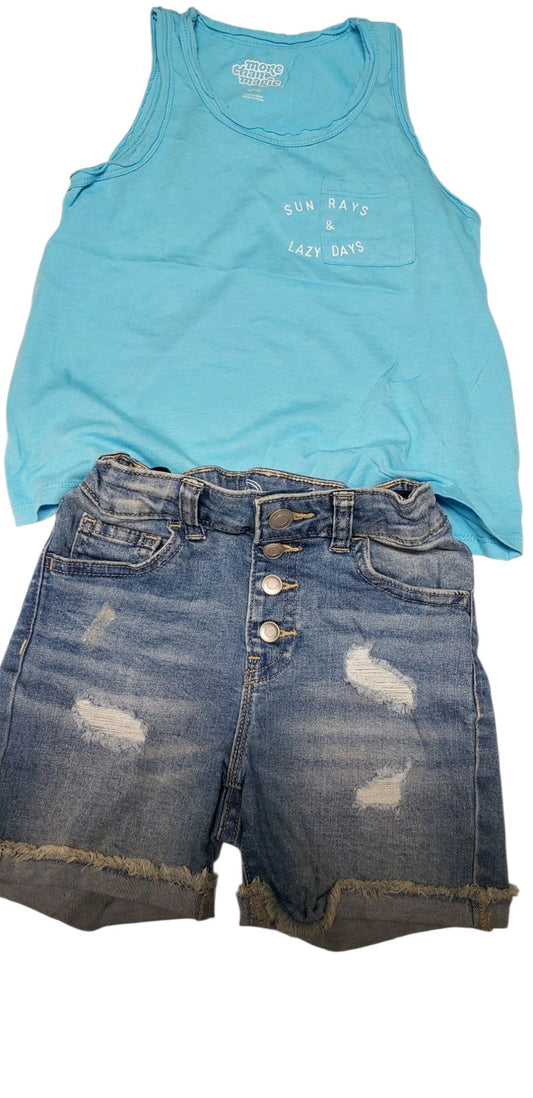 Wonder Nation Girl's Denim Blue Jean Shorts &Sleeveless tops Size 7/8