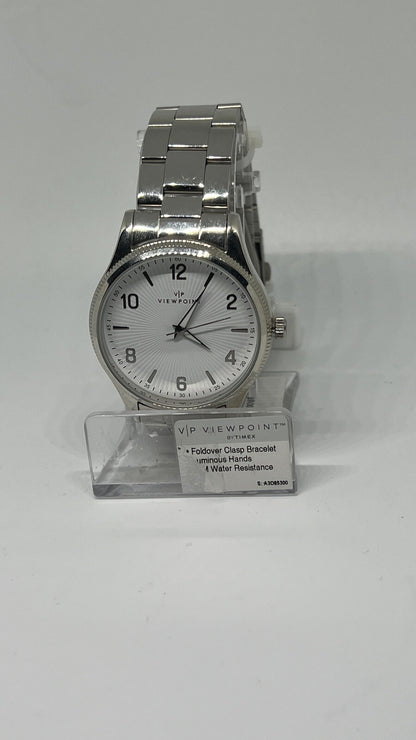 Timex Viewpoint Silver  Watch AA3D85300 Unisex Watch Foldover Clasp Bracelet NEW