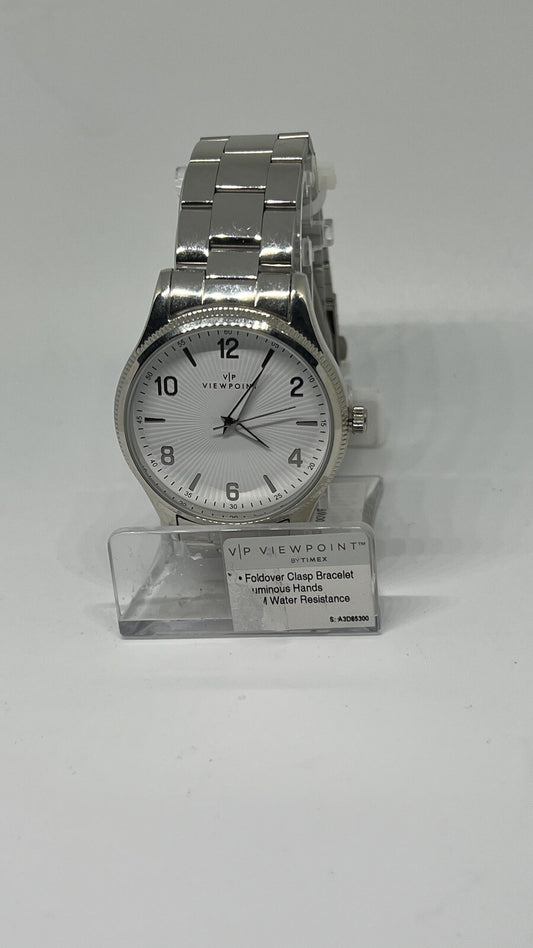 Timex Viewpoint Silver  Watch AA3D85300 Unisex Watch Foldover Clasp Bracelet NEW