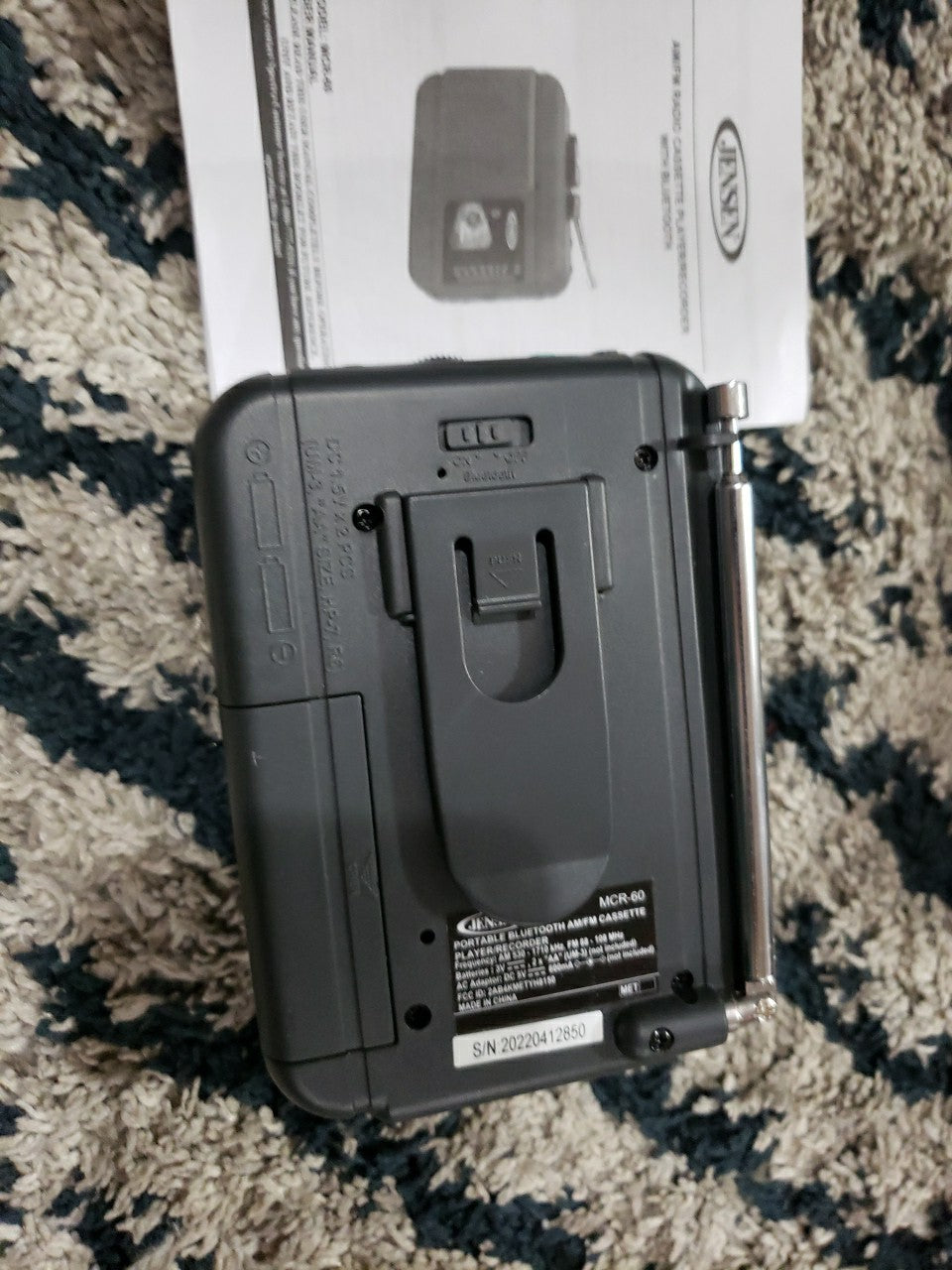 JENSEN MCR-75 Personal Cassette Player/Recorder with AM/FM Radio Manual Included