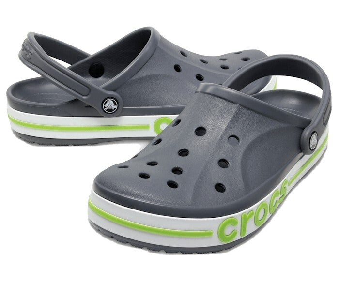 Crocs Unisex-Adult Bayaband Clogs Charcoal/Volt Green M5/ W7 w/ Free Jibbits🚀🎮