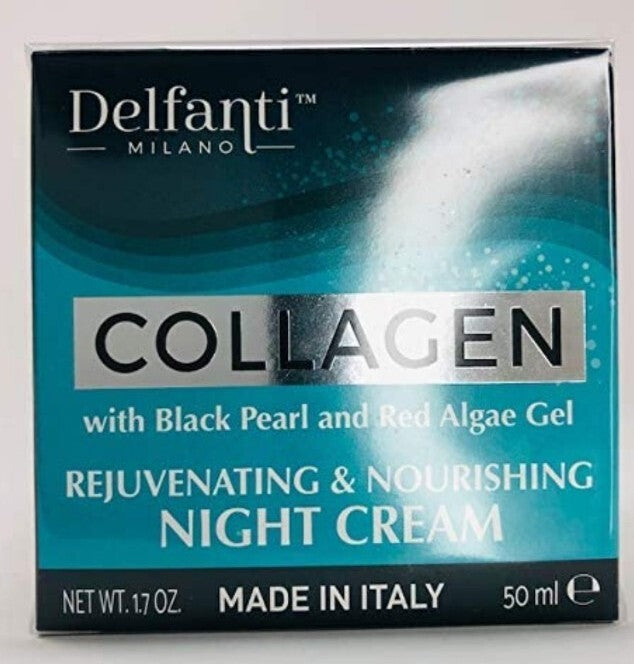 Delfanti Milano Collagen Night Cream with Black Pearl & Red Algae Gel 1.7 oz